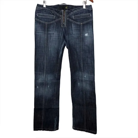 Just Cavalli men's low rise distressed blue jeans