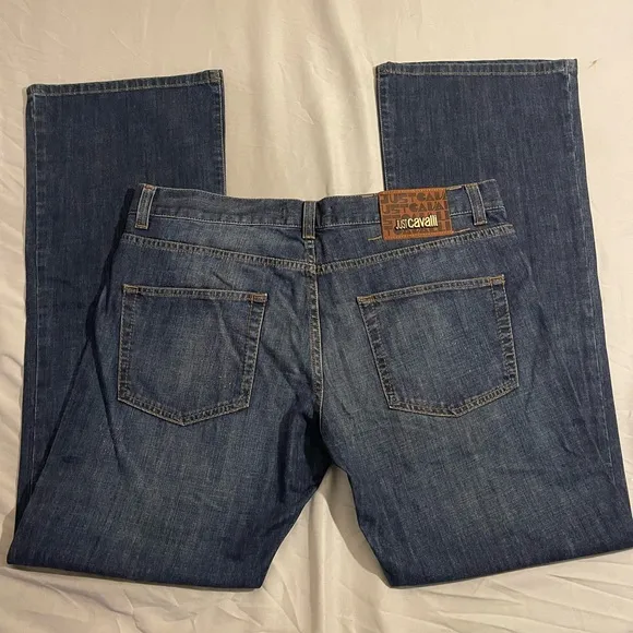 Just Cavalli Men's Blue Straight Leg Button Fly Denim Jeans Size 40 X 35