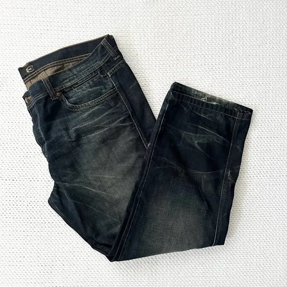 Just Cavalli Earth Stone Wash Men Denim Jeans 44 Waist No Tears Rips Back Zip