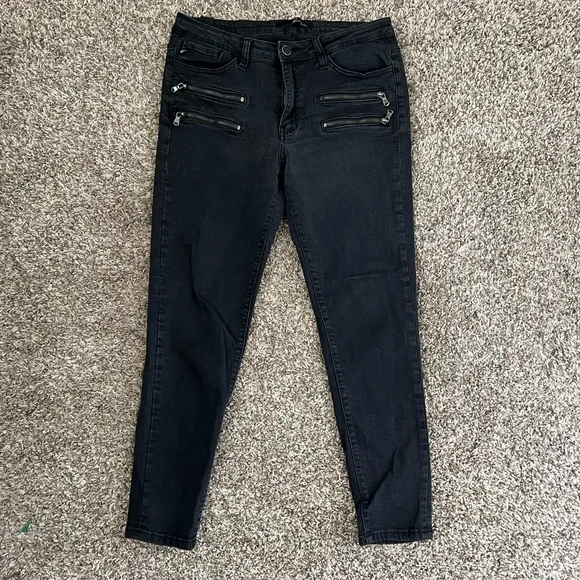 Kancan Black Skinny Front Zipper Jeans