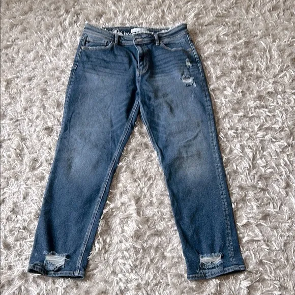 KanCan Blue Relaxed Fit Jeans with Distressed Details