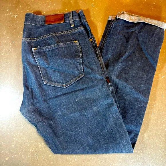 Kasil workshop Davison straight leg, modern vintage blue denim jeans 33 x 34