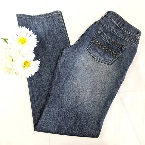 Kenneth Cole Gray Blue Distressed Stud Jeans SZ 28