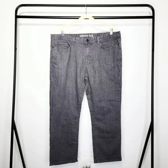 Kenneth Cole Men's Gray Hitete Straight Leg Denim Jeans Size 40x30