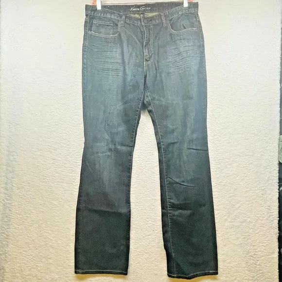 Kenneth Cole Mens Foshn Jeans Mens 36 Blue Straight Leg Medium Wash Stretch