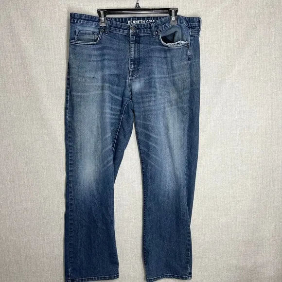Kenneth Cole Jeans Men Size 38 Blue Dark Wash Denim Mid Rise FLAW