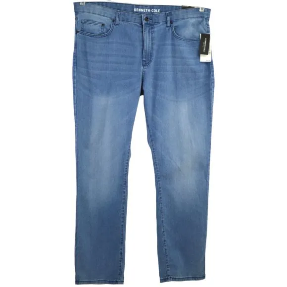 KENNETH COLE Jeans Size 36 x 32 Stretch Straight Leg Light Indigo Wash Denim NWT
          
      NWT
