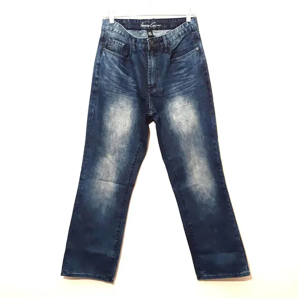 Kenneth Cole mens jeans 33x28.5 dark blue sandblasted straight leg 100% cotton