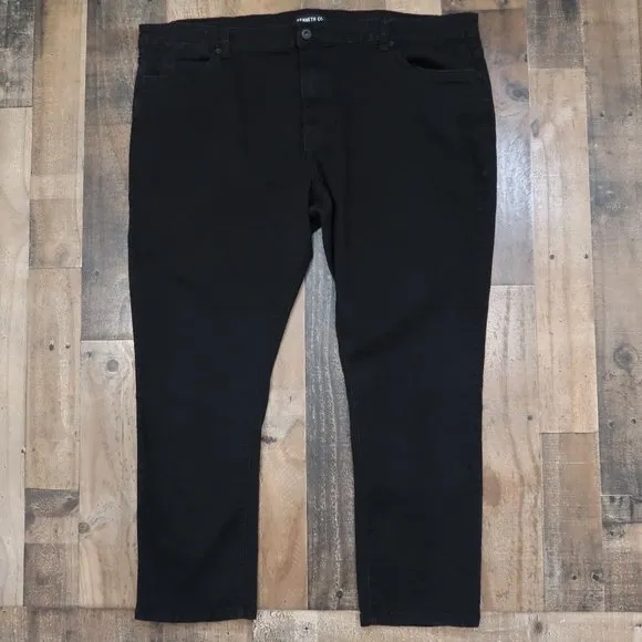 KENNETH COLE Mens 46 X 30 REGULAR FIT TAPERED STRETCH BLACK JEANS