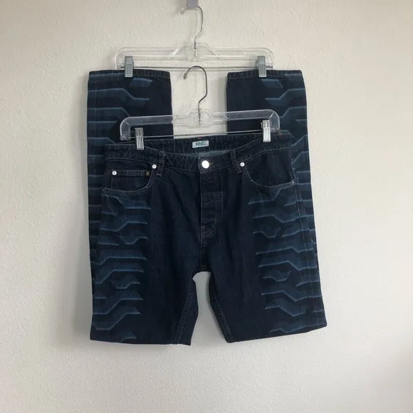 Kenzo Paris tiger print slim fit denim jeans 32