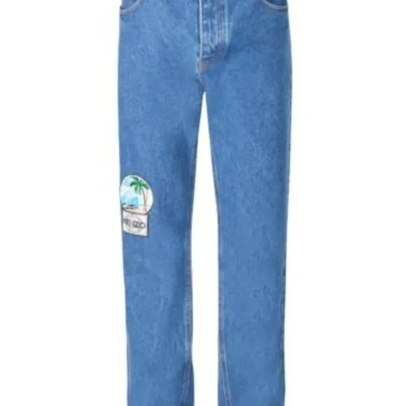 Men's KENZO Easy Fit Jeans with Badges in Blue - Size 36
          
      NWT