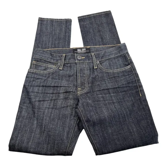 Kill City Jean Lamf Button Fly  Straight Leg Ink Blue Dark Wash  30 USA