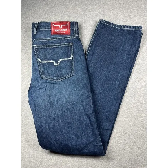 Kimes Ranch Men's Size 34x34  (measures 38W) Thomas Dark Wash Straight Bootcut