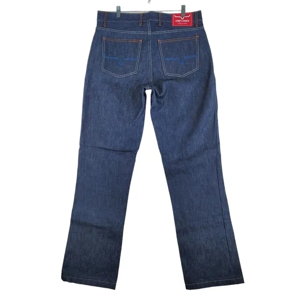 Kimes Ranch Dillon Jeans Mens 33x34 Blue Straight Leg Dark Wash Western (35x36)