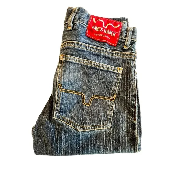 Kimes Ranch Jeans Wayne Button Fly Straight Leg Slim Mens Sz 28/32 Flaw