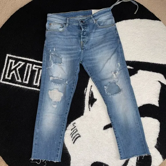 KITH CLASSICS Monroe Denim Pant LIGHT BLUE Men's Size 32 Distressed Jeans