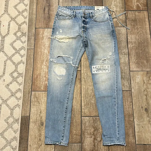 Kith Men’s Destroyed Button Fly Varick Denim Pant Jeans