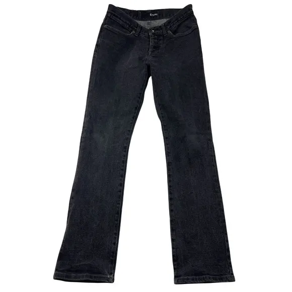 KR3W Mens K Slims Button Fly Skater Jeans Size 28 Washed Black Grunge Stretch