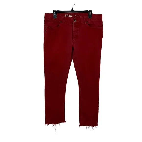 KR3W KSlim Men’s Jeans 34 Red Ankle