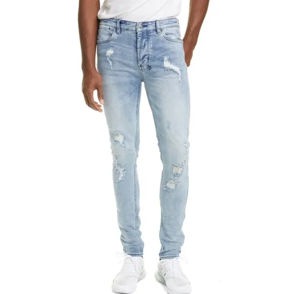 KSUBI Men’s Van Winkle Krow Skinny Distressed Jeans