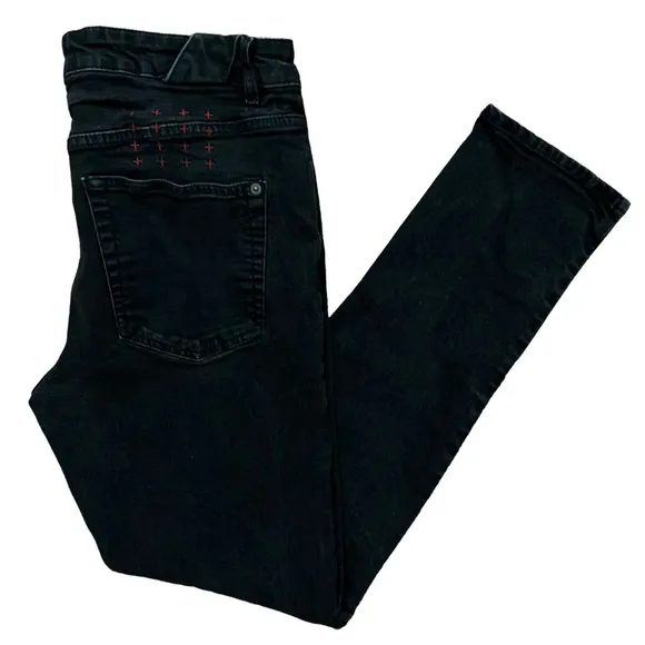 Ksubi Van Winkle Black Rebel Skinny Jeans Stretch Button Fly KM-74 Mens Size 36