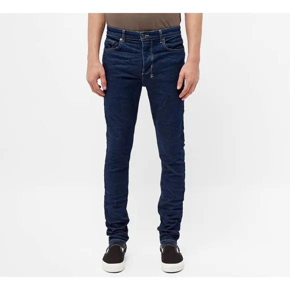 Ksubi Chitch Petrol Dark Wash Button Fly Tapered Jeans Mens Size 29 Embroidered