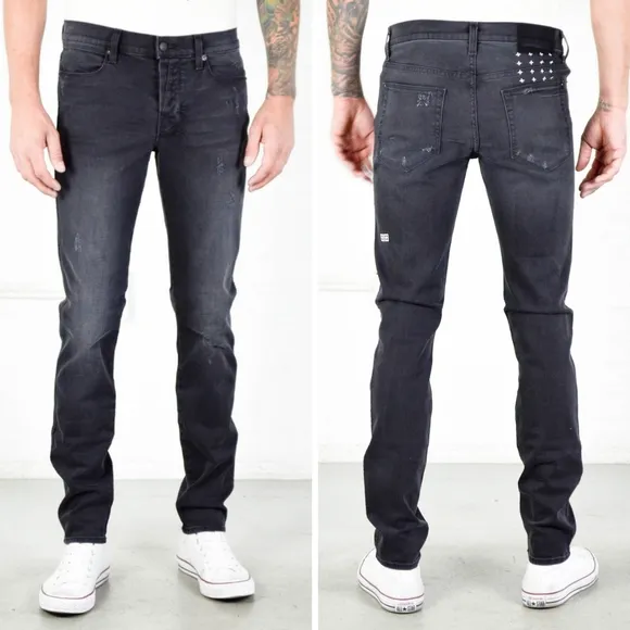 Ksubi Van Winkle black skinny jeans Machine Gun destroy size 29