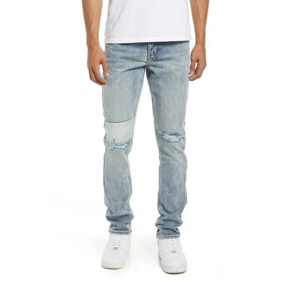 𝅺ksubi mens jeans "retrograde trashed" skinny fit sz 32 distressed button fly