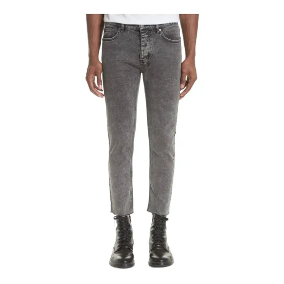 Ksubi Chitch Chop Acid Attack Men Black Acid Wash Jeans Sz 34 x27 Denim Raw Hem