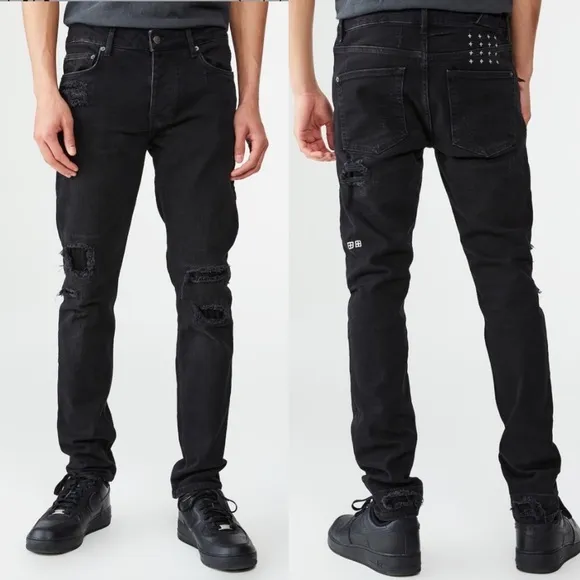 Ksubi Chitch Boneyard faded black distressed skinny jeans 34x32