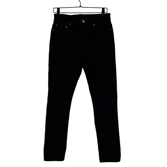 Ksubi Unisex Black Slim Jeans 30 x 29 Stretch Button Fly Red Cross Stitching