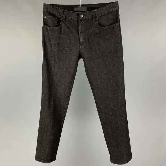 KSUBI Size 34 Black Cotton Straight Button Fly Jeans