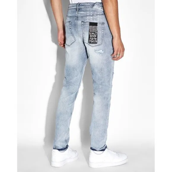 Ksubi Men's Chitch Philly Blue Jeans Slim Distressed Button Fly Stone Size 40"