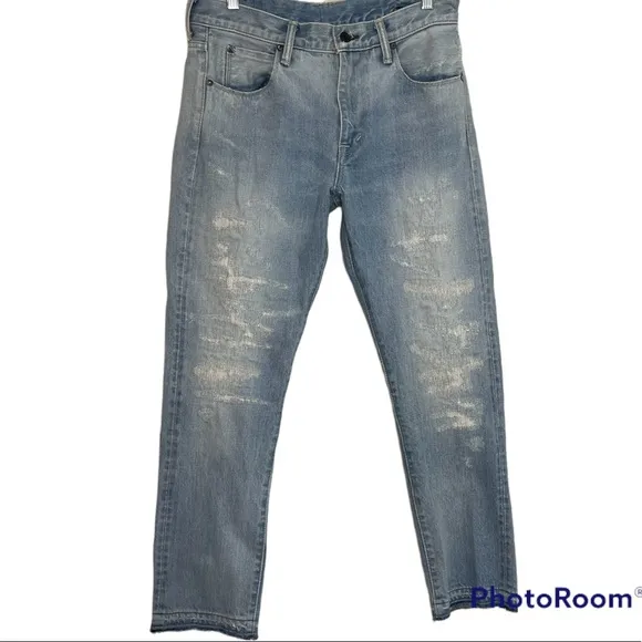 Kuro Denim Made In Japan Distressed Giocatore Jeans Crop Straight Leg Size 30
