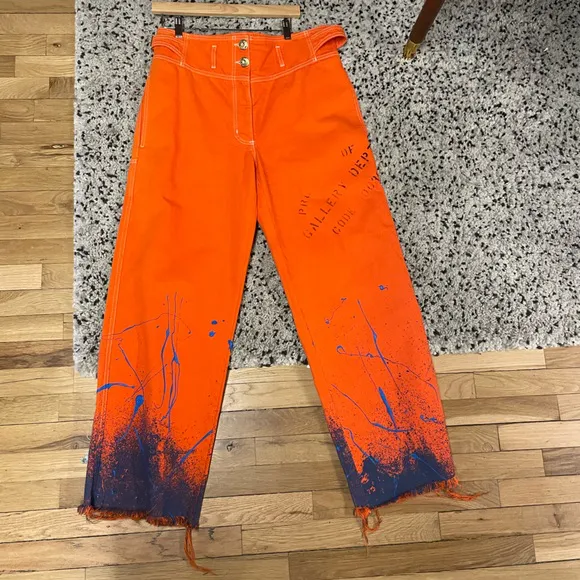 Gallery x lanvin orange splatter jeans