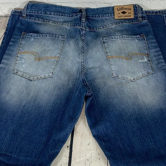 LEE COOPER MEN'S OWEN DISTRESSED SLIM FIT JEANS 38