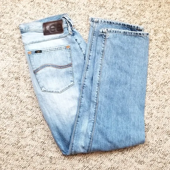Lee X-line Mens 32x34 Lightwash Button-Fly Bootcut Blue Jeans Pants