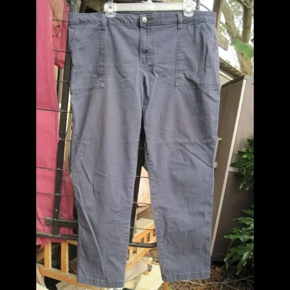 Navy Blue Lee Regular Fit Tapered Leg Mid Rise 18 Medium Cotton Preowned Pants