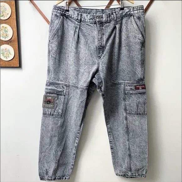 Vintage 1980s Lee Air Gear Acid Wash Cargo Jeans