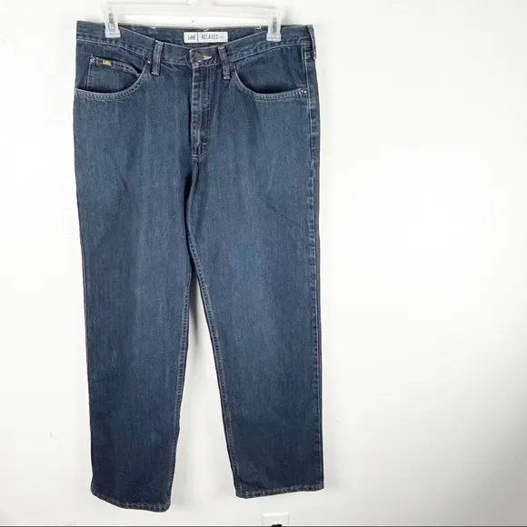 LEE Dark Wash Relaxed Fit Jeans, Size 36 x 32