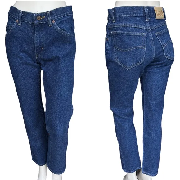 Vintage Lee Dark Wash High Rise Straight Leg Jeans 29x30 29" Waist