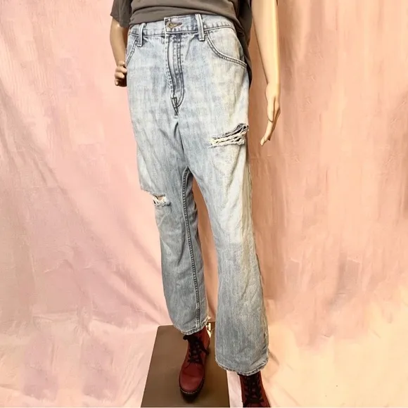 Lee Dungarees Light Wash Distressed Slim Straight Leg Jeans