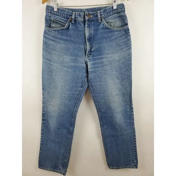 Vintage 70's LEE Jeans Men's 34W x 30L Blue Denim Union made in USA Talon 42 zip