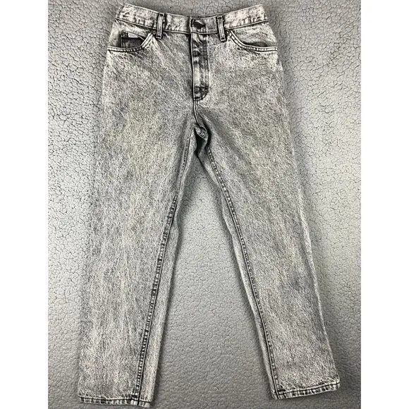 Vtg 90s Acid Wash Lee MR Jeans Mens Black Denim Made in USA 31x30 (Actual 30x30)