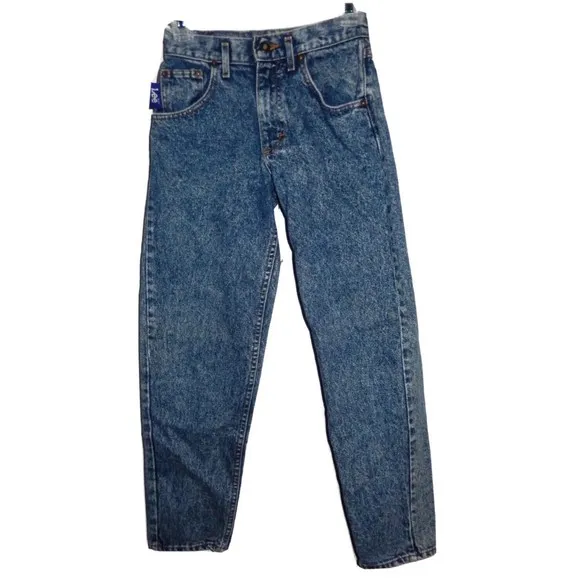 Vintage Lee Denim Jeans 27 x 30 (Actual 25 x 28) Acid Washed Tapered Leg USA