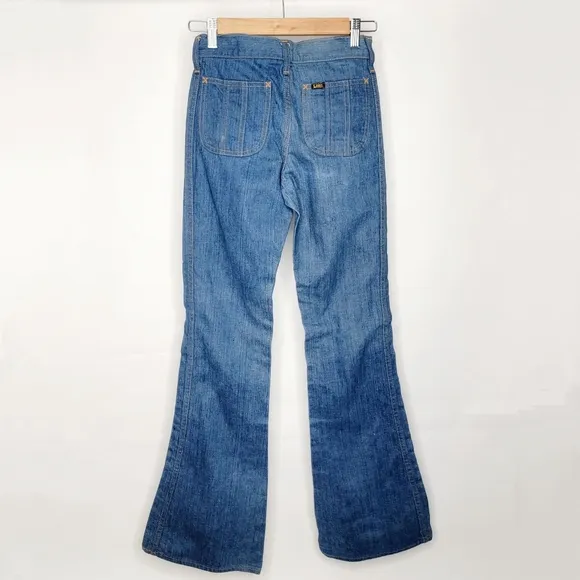 Vintage Lee Bootcut Bellbottom Jeans 1970s 26X31 Blue Denim
