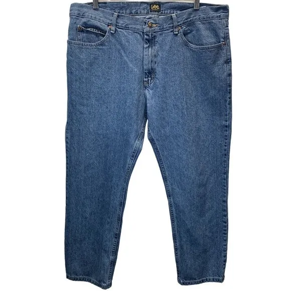 Lee Jeans Mens Size 40x30 Regular Fit Straight Leg Medium Wash Dad Style