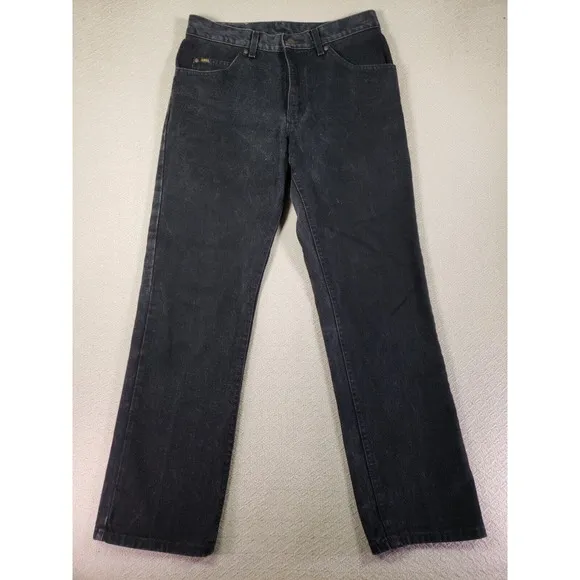 Lee Jeans Mens 32x30 Black Denim Straight Mid Rise Regular Fit Pockets Comfort