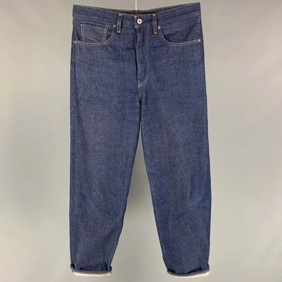 LEVI'S MADE & CRAFTED Size 32 Indigo Contrast Stitch Cotton High Waisted Jeans