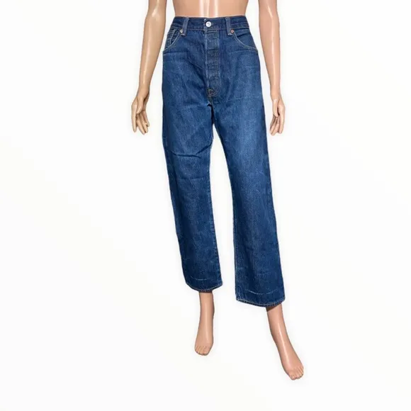 LEVIS 501 Dark Wash Button Fly Straight Leg Jeans